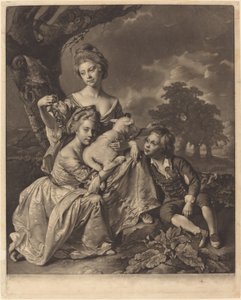 Die Wright-Familie (Die Bradshaw-Kinder) von Valentine Green after Joseph Wright