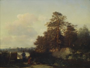 Landschaft mit Anglern von Valerian Konstantinovich Kamenev