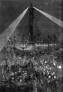 Beleuchtung des Place de la Bastille in Paris