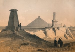Kriegsdenkmäler auf dem Schlachtfeld von Waterloo, Belgien, Mitte des 19. Jahrhunderts von Vanderhecht