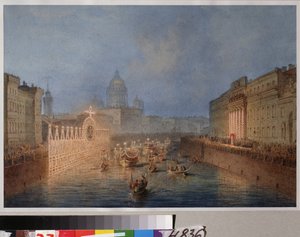 Beleuchtung des Flusses Moika in Sankt Petersburg von Vasili Semenovich Sadovnikov