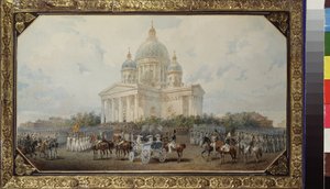 Die Parade vor der Isaakskathedrale in Sankt Petersburg