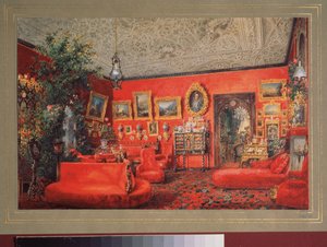 Das rote Wohnzimmer im Jussupow-Palast in Sankt Petersburg