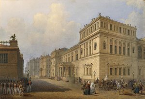Blick auf die Neue Eremitage durch die Millionnaya-Straße, 1851
