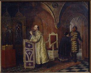 Der Zar Iwan IV. der Schreckliche beim Beten. von Vasili Vladimirovits Pukirev