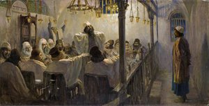 Er ist des Todes schuldig! - Polenov, Vasili Dmitrievich (1844-1927) - 1906 - Öl auf Leinwand (Teil der Serie von Gemälden Das Leben Christi, abgeschlossen vom Künstler in den späten 1890er-1900er Jahren) von Vasilij Dmitrievich Polenov