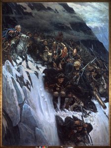 Italienfeldzug (1799-1800): Der Marsch von Alexander Suworow und den russischen Truppen durch die Alpen im Jahr 1799 von Vasilij Ivanovic Surikov
