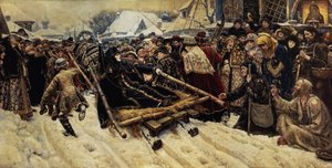 Die Hinrichtung der Bojarin Pajaritar Morozova (gest. 1675) 1887 von Vasilij Ivanovic Surikov