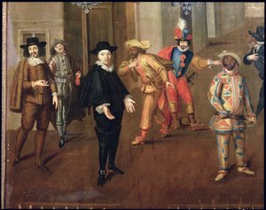 Italienische und französische Komödianten spielen in Farcen, 1670 (Detail) von Verio