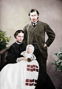 Der Prinz und die Prinzessin von Wales mit dem Säugling Prinz Albert Victor, 1864 von Vernon Heath