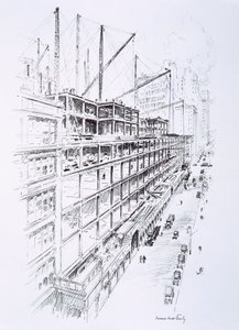 Blick auf die Kräne im 8. Stock des Empire State Building, Mai 1930, veröffentlicht von William Edwin Rudge