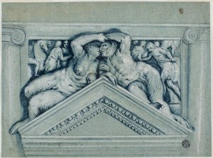 Über der Tür mit Satyr und Satyresse