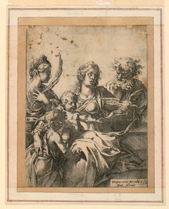 Die Jungfrau und das Kind mit den Heiligen Elisabeth, Josef und dem jungen Johannes dem Täufer von Vespasiano Strada