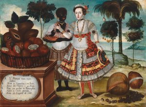 Edle Frau mit ihrem schwarzen Sklaven, ca. 1783 von Vicente Alban