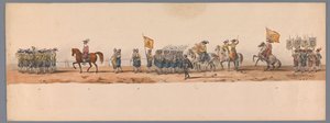 Historischer Umzug zum zweiten Jahrhundertfest der Universität Utrecht, 1836 (Platte 7) von Victor Adam