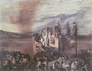 Das Schloss (Tinte, Waschung und Farbe auf Papier) von Victor Hugo