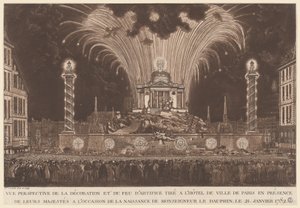 Die Dekoration und das Feuerwerk... die Geburt von Monseigneur le Dauphin feiern