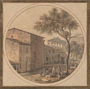 Ansicht des Römischen Forums mit dem Saturntempel im Hintergrund von Victor Jean Nicolle