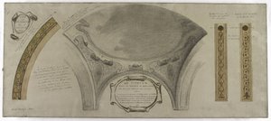 Skizze für die Galerie Lobau, Hôtel de Ville, Paris: Ornamentales Projekt für eine Kuppel von Victor Jean Pierre Maziès