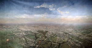 Gesamtansicht von Paris aus einem Heißluftballon, 1855 von Victor Navlet
