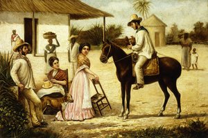 Bauernfamilie an der Scheunentür; Familia de Guajiros a la Puerta de un Potrero, ca. 1880
