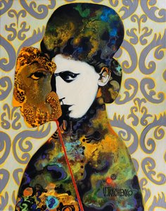 Geheimnisvolle Frau mit Maske von Victor Tkachenko