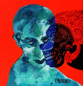 Mystisches geteiltes Porträt von Victor Tkachenko