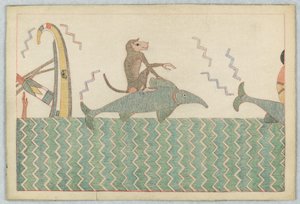 Der Affe und der Delfin, Illustration zu Äsops Fabeln