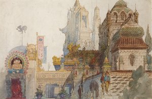 Bühnenbild für die Oper Ruslan und Ljudmila von M. Glinka