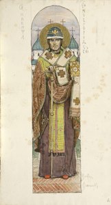 Heiliger Nikita, Bischof von Nowgorod, Studie für Fresken in der St. Wladimir-Kathedrale von Kiew, 1884-1889 von Viktor Mikhaylovich Vasnetsov