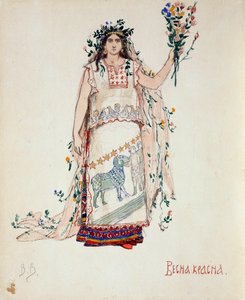 Frühlingsschönheit. Kostümentwurf für die Oper Schneeflöckchen von N. Rimski-Korsakow von Viktor Mikhaylovich Vasnetsov
