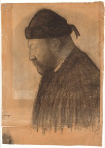 Porträt von Thorvald Bindesbøll im Profil nach links von Vilhelm Hammershøi