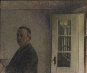 Selbstporträt. Das Cottage Spurveskjul in Sorgenfri, nördlich von Kopenhagen von Vilhelm Hammershøi