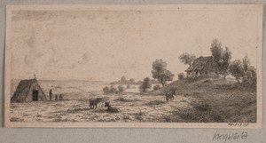 Landschaft mit einem Bauernhaus und einer Hütte von Vilhelm Kyhn
