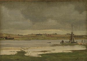 Der Fjord bei Hadsund, Jütland. Bewölktes Wetter von Vilhelm Kyhn