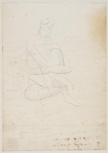 Sitzende nackte Frau, von vorne gesehen, mit den Armen um das erhobene Knie von Vilhelm Lundstrøm