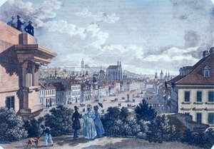 Pferdemarkt auf dem Wenzelsplatz, Prag, 1835 von Vincenc and Geissler, F. Morstadt