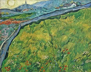 Eingezäuntes Weizenfeld mit aufgehender Sonne, 1889
