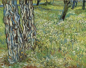 Baumstämme im Gras von Vincent van Gogh