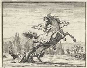 Mann fällt von einem Pferd von Vincent Laurensz. van der Vinne (II)