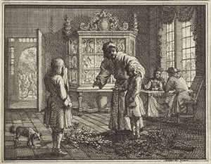 Vater tadelt seine Kinder von Vincent Laurensz. van der Vinne (II)