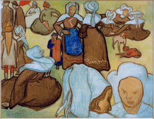 Bretonische Frauen auf der Wiese von Vincent van Gogh