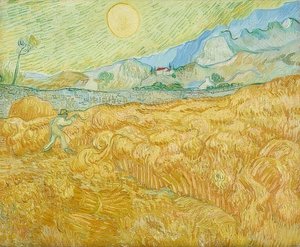 Die Ernte, Kornfeld mit Schnitter