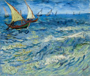 Fischerboote in Saintes-Maries / Seelandschaft in Saintes-Maries von Vincent van Gogh
