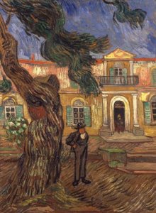 Pinie und Figur vor dem Hospital Saint-Paul von Vincent van Gogh