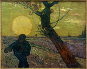 Sämann bei Sonnenuntergang