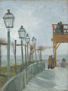 Terrasse und Aussichtsplattform am Moulin de Blute-Fin, Montmartre, Anfang 1887 von Vincent van Gogh