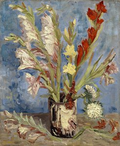 Vase mit Gladiolen und China-Astern von Vincent van Gogh