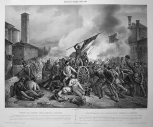 Die Schlacht von Albergo della Campana in Mestre am 27. Oktober 1848 während der Belagerung von Venedig 1848-9 von Vincenzo (after) Giacomelli