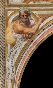 Zentrales Schiff, Plume Quinta Campata Nord, Vincenzo Campi 1573, Büste mit Prophet von Vincenzo Campi